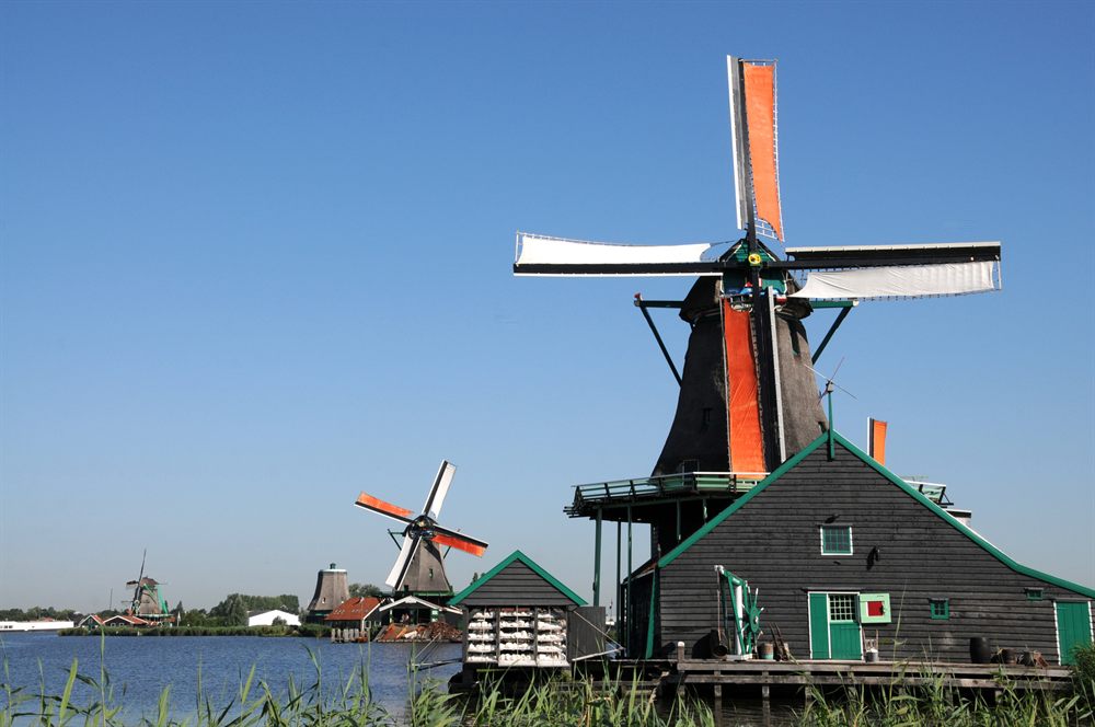 Windmill beside a Dutch canal